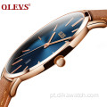Relógios masculinos OLEVS 5869 esportivos de quartzo minimalistas baratos semana data cronógrafo relógio com pulseira de couro para homens